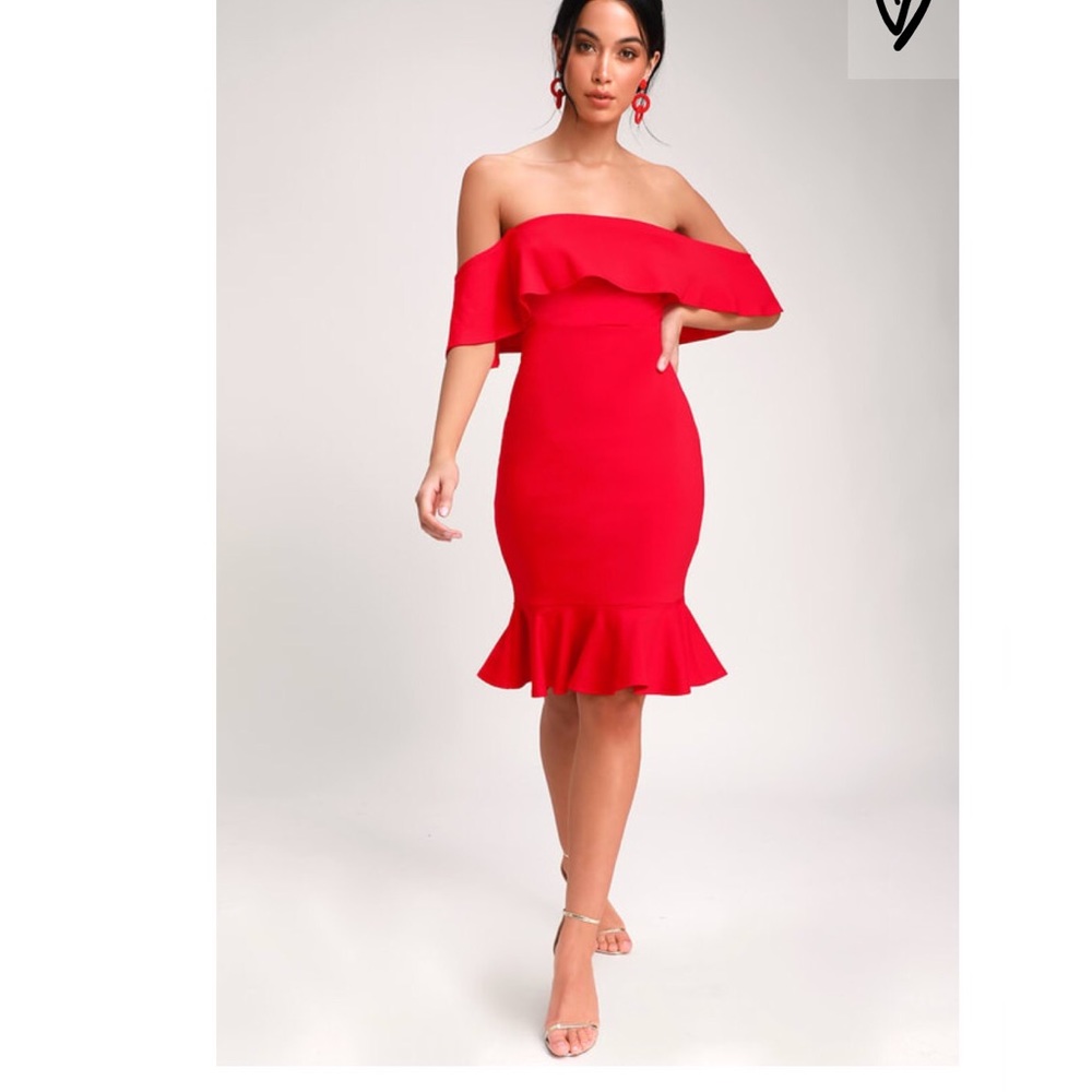 Bodycon Red Dress off shoulders